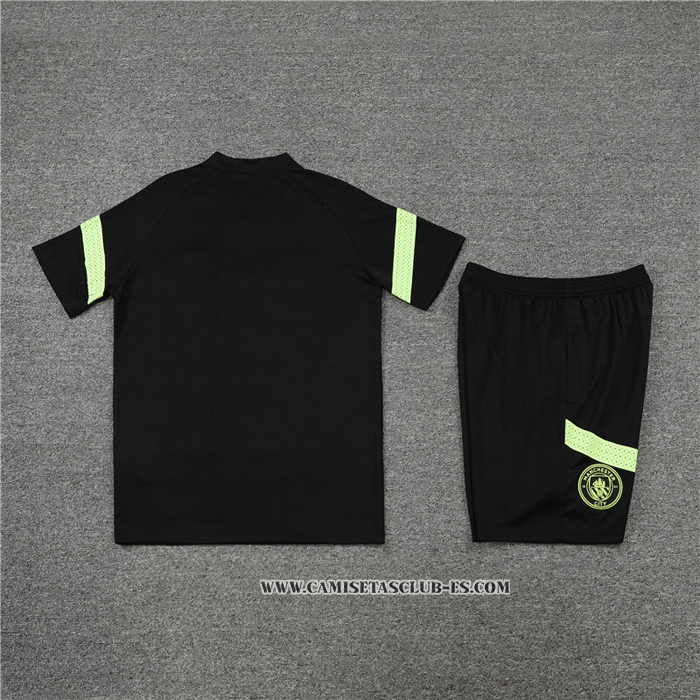 Chandal del Manchester City 22-23 Manga Corta Negro - Pantalon Corto
